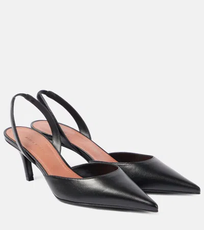 Amina Muaddi Sofia Leather Slingback Pumps In Schwarz