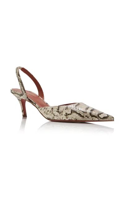 AMINA MUADDI SOFIA SNAKE-EFFECT LEATHER SLINGBACK PUMPS