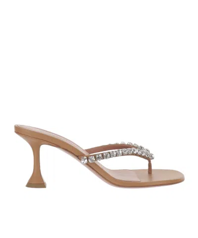 Amina Muaddi Gigi Crystal-embellished Heeled Sandals In Brown