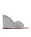 Amina Muaddi Sandals With Embellished Heels In Gray