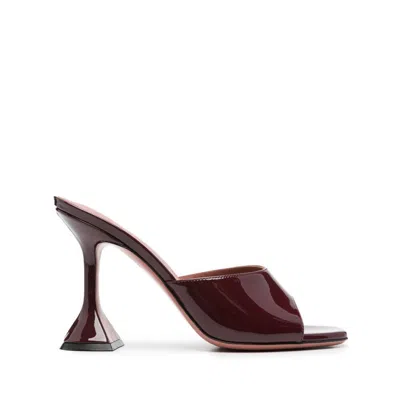 Amina Muaddi Womens Wine Lupita 70 Flared-heel Patent-leather Heeled Mules