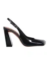 Amina Muaddi Charlotte Leather Slingback Pumps In Black