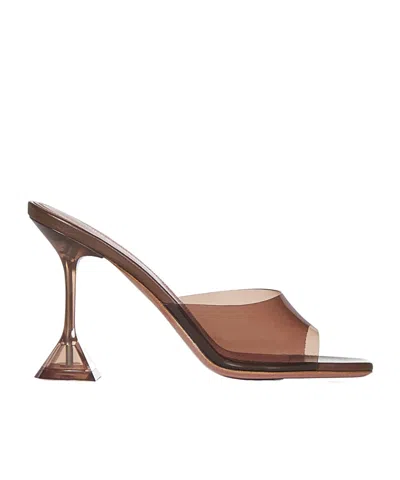 Amina Muaddi Square-headed High-heeled Sandals In Brown