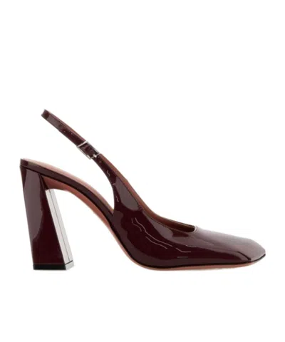 Amina Muaddi 95mm Charlotte Patent Leather Slingbacks In Red
