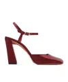 Amina Muaddi 60mm Camelia Patent-leather Ankle-strap Pumps In Brown
