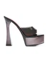 Amina Muaddi Dalida Glass 140mm Translucent Platform Mules In Gray
