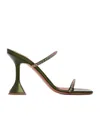 Amina Muaddi Green Gilda Slipper Heeled Sandals In Green