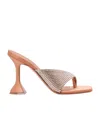 Amina Muaddi Woman Thong Sandal Apricot Size 7.5 Textile Fibers In Metallic