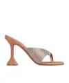 Amina Muaddi Woman Thong Sandal Apricot Size 7.5 Textile Fibers In Metallic