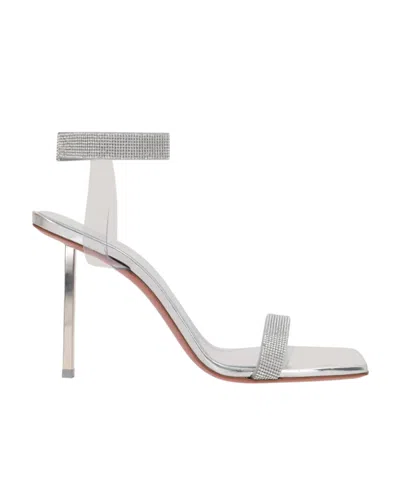 Amina Muaddi Square-headed High-heeled Sandals In White