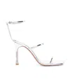 Amina Muaddi Maya 95mm Metallic Leather Sandals In White