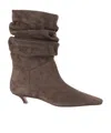 Amina Muaddi Square-toe Ankle Boots In Brown