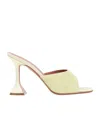 Amina Muaddi Yellow Satin Sandals With Hourglass Heel