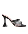 Amina Muaddi Black Slip On Heels In Black