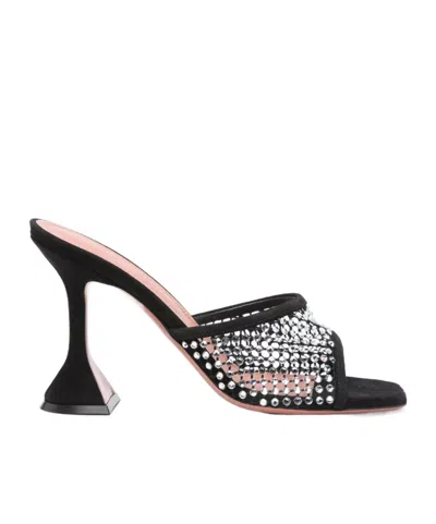 AMINA MUADDI SQUARE TOE HIGH HEEL SANDALS
