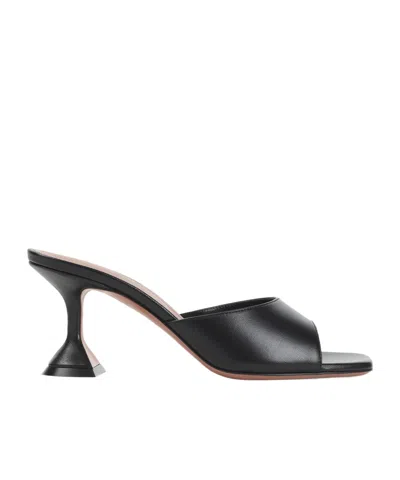 Amina Muaddi Black Nappa Leather Lupita 70 Slippers In Multi