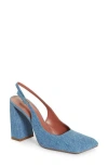 Amina Muaddi Charlotte Denim-effect Suede Slingback Pumps In Blue