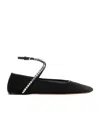 Amina Muaddi Ane Crystal-embellished Mesh Ballerina Shoes In Black