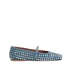 Amina Muaddi Ane Crystal Heart Mary Jane Ballerina Flats In Blue
