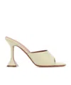 Amina Muaddi Sand Nappa Leather Lupita Mules In White