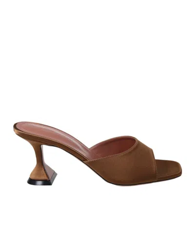 Amina Muaddi Square-toe High-heeled Sandals In Brown