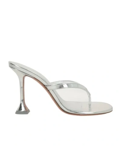 Amina Muaddi Square-toe High-heeled Sandals In Silver