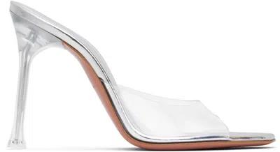 Amina Muaddi Ssense Exclusive Transparent Alexa Glass 105 Heeled Sandals In White
