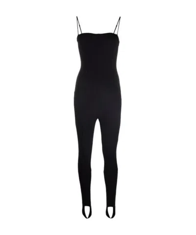 Amina Muaddi Stirrup-cuff Fitted Bodysuit In Black