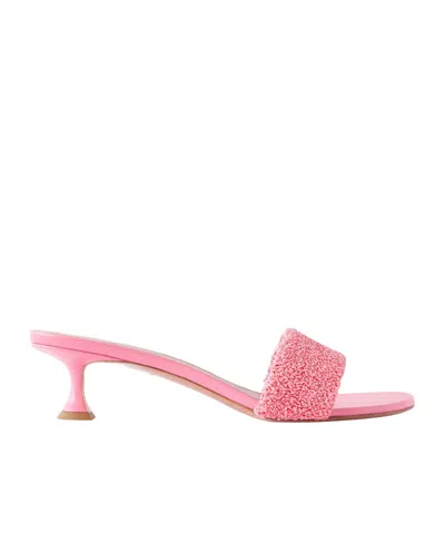Amina Muaddi Straw Mules In Pink