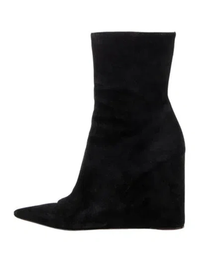Pre-owned Amina Muaddi Suede Boots In Black