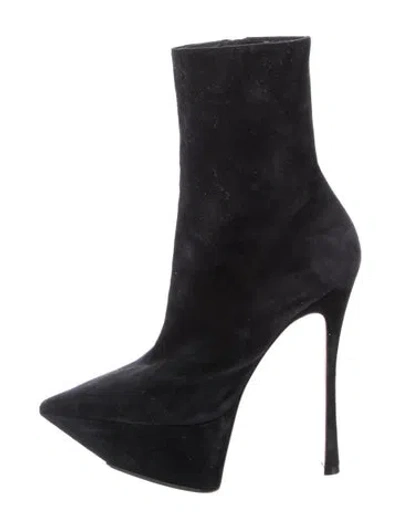 Pre-owned Amina Muaddi Suede Boots In Black/blue