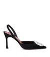 Amina Muaddi Camelia Patent Leather Slingback Pumps In Black