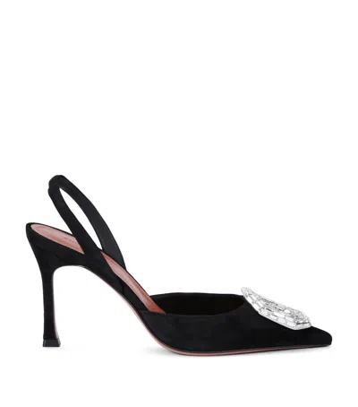 AMINA MUADDI SUEDE CAMELIA SLINGBACK PUMPS 90