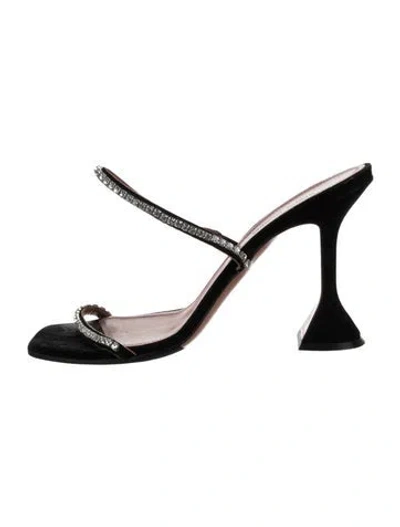 Pre-owned Amina Muaddi Suede Crystal Embellishments Slides In Multi