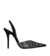 Amina Muaddi Suede Embellished Lori Slingback Pumps 105 In Black