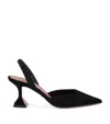 Amina Muaddi Womens Black Holli 70 Suede Slingback Heels In Black