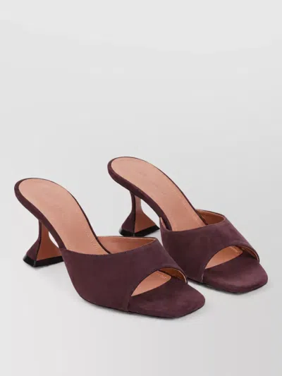 Amina Muaddi Suede Leather Mules In Brown