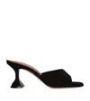 Amina Muaddi Lupita Suede Pedestal Mule Sandals In Black