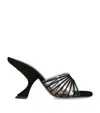 Amina Muaddi Mookie Suede Pvc Comma-heel Mules In Black