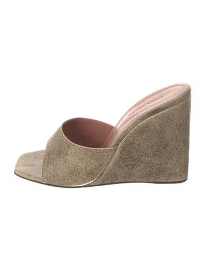 Pre-owned Amina Muaddi Suede Mules In Multi