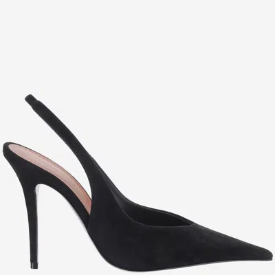 Amina Muaddi Suede Pumps In Black