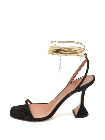 Pre-owned Amina Muaddi Suede Sandals In Black