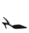 Amina Muaddi Suede Sofia Slingback Pumps 60 In Black