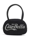 Amina Muaddi Superamini Ciao Bella Bag In Black Satin In Schwarz