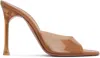 Amina Muaddi Tan Alexa Glass Slipper 105 Heeled Sandals In Latte
