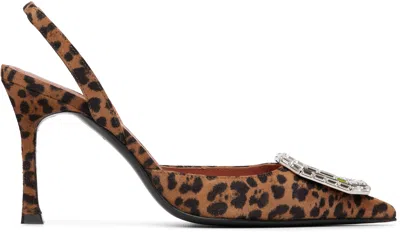 Amina Muaddi Camelia Sling 90 Leopard Printed Suede In Multi