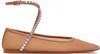 Amina Muaddi Square Toe Ballet Shoes In Mesh Beige + White C