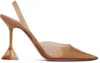 Amina Muaddi Holli 95 Pvc Slingback Pumps In Latte