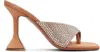 Amina Muaddi Woman Thong Sandal Apricot Size 7.5 Textile Fibers In Metallic