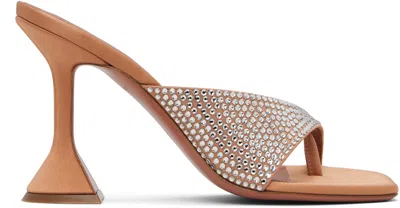 AMINA MUADDI TAN SHIONA SLIPPER 95 HEELED SANDALS
